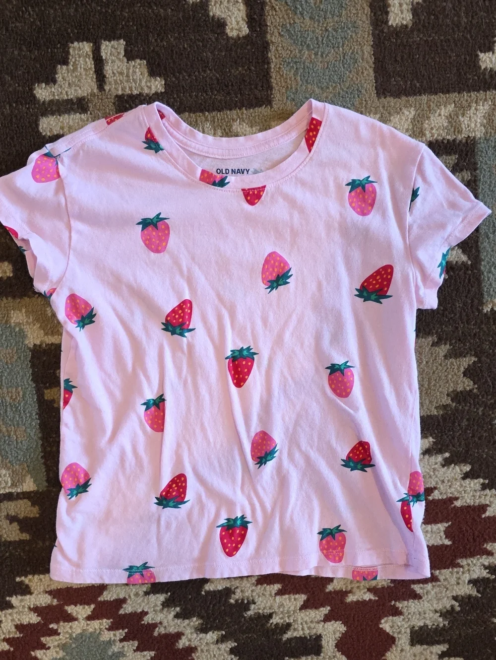Old Navy Pink Strawberry-Print Short Sleeve Tee